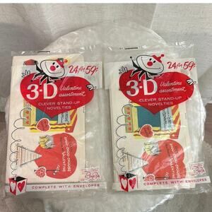 Vtg 1960s, 3-D Valentine Assorted Clever Standup Cards Sealed NOS (lot of 2, #4